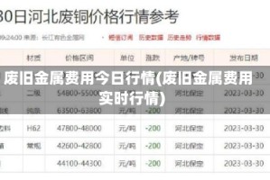 废旧金属费用今日行情(废旧金属费用实时行情)