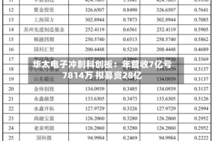 华太电子冲刺科创板：年营收7亿亏7814万 拟募资28亿