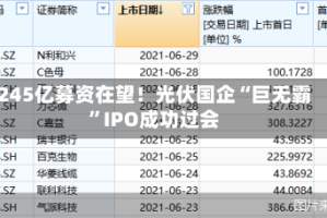 245亿募资在望！光伏国企“巨无霸”IPO成功过会