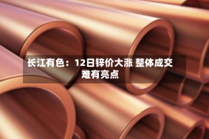 长江有色：12日锌价大涨 整体成交难有亮点
