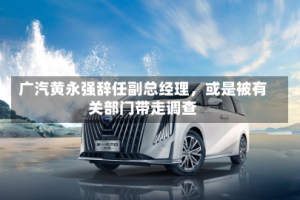 广汽黄永强辞任副总经理，或是被有关部门带走调查
