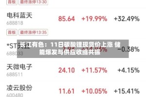 长江有色：11日碳酸锂现货价上涨 储能爆发与供应收缩共振