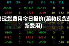 菜粕现货费用今日报价(菜粕现货最新费用)