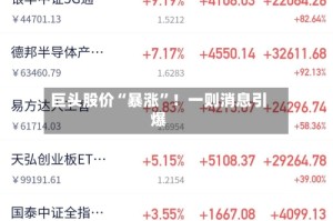 巨头股价“暴涨”！一则消息引爆