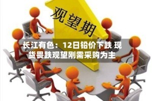 长江有色：12日铅价下跌 现货畏跌观望刚需采购为主