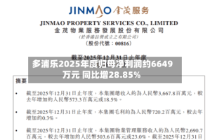 多浦乐2025年度归母净利润约6649万元 同比增28.85%