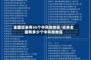 全国近来有36个中风险地区/近来全国有多少个中风险地区