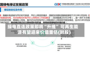 绿电直连政策即将“升维” 可再生能源有望迎来价值重估(附股)