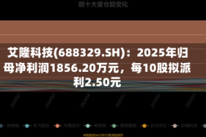 艾隆科技(688329.SH)：2025年归母净利润1856.20万元，每10股拟派利2.50元