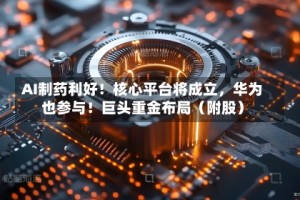 AI制药利好！核心平台将成立，华为也参与！巨头重金布局（附股）