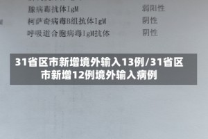 31省区市新增境外输入13例/31省区市新增12例境外输入病例