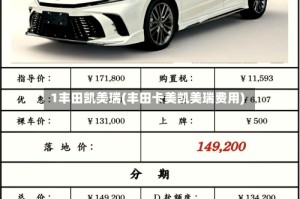 1丰田凯美瑞(丰田卡美凯美瑞费用)