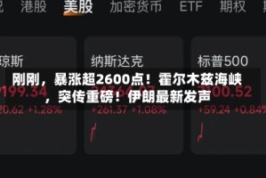 刚刚，暴涨超2600点！霍尔木兹海峡，突传重磅！伊朗最新发声