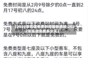 【2022年高速免费时间最新通知,2022年高速免费多少天】