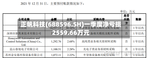 正帆科技(688596.SH)一季度净亏损2559.66万元-第1张图片