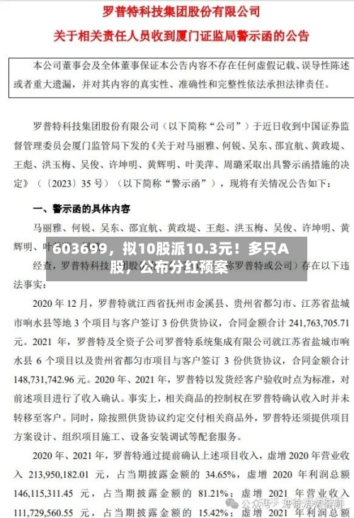 603699	，拟10股派10.3元！多只A股，公布分红预案-第3张图片