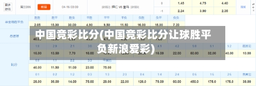 中国竞彩比分(中国竞彩比分让球胜平负新浪爱彩)-第2张图片