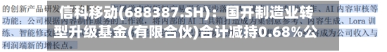 信科移动(688387.SH)：国开制造业转型升级基金(有限合伙)合计减持0.68%公司股份-第1张图片