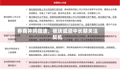 券商并购提速，板块或迎中长期关注契机-第1张图片