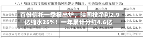 首份信托一季报出炉	，陕国投净利2.9亿缩水25%！一年累计分红4.6亿-第2张图片