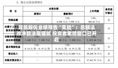 冀凯股份业绩预告“变脸”：总额法改净额法藏猫腻 投资者索赔窗口已开启-第1张图片