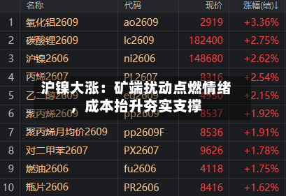 沪镍大涨：矿端扰动点燃情绪，成本抬升夯实支撑-第1张图片