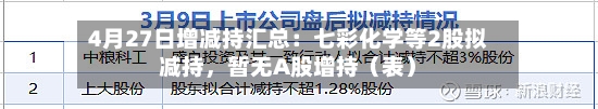 4月27日增减持汇总：七彩化学等2股拟减持，暂无A股增持（表）-第2张图片