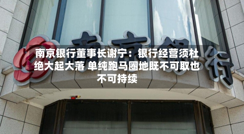南京银行董事长谢宁：银行经营须杜绝大起大落 单纯跑马圈地既不可取也不可持续-第3张图片