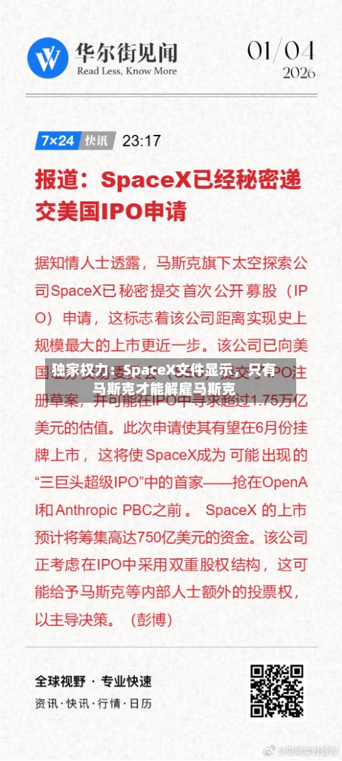 独家权力：SpaceX文件显示，只有马斯克才能解雇马斯克-第1张图片