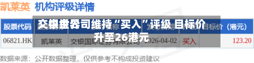 交银世界：中金公司维持“买入	”评级 目标价升至26港元-第1张图片