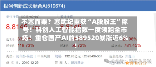 不寒而栗？寒武纪重获“A股股王	”称号！科创人工智能指数一度领跑全市场！重仓国产AI的589520暴涨近6%！-第2张图片