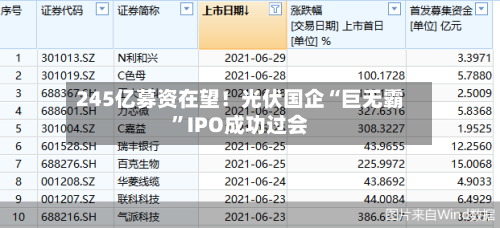 245亿募资在望！光伏国企“巨无霸	”IPO成功过会-第1张图片