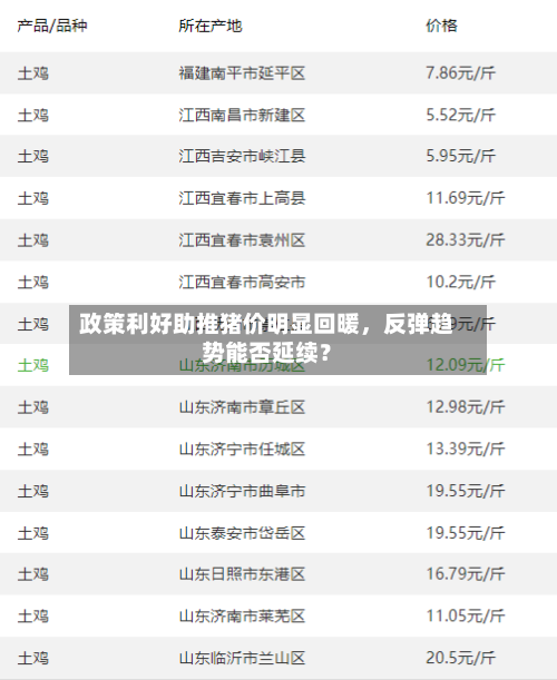 政策利好助推猪价明显回暖，反弹趋势能否延续？-第2张图片