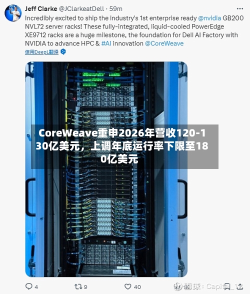 CoreWeave重申2026年营收120-130亿美元，上调年底运行率下限至180亿美元-第1张图片