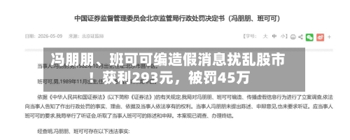 冯朋朋、班可可编造假消息扰乱股市！获利293元，被罚45万-第2张图片