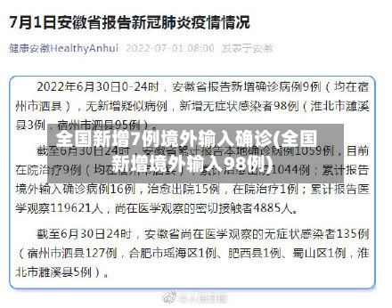 全国新增7例境外输入确诊(全国新增境外输入98例)-第1张图片