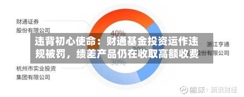 违背初心使命：财通基金投资运作违规被罚，绩差产品仍在收取高额收费-第1张图片