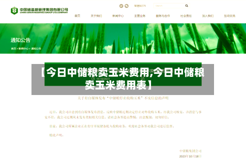 【今日中储粮卖玉米费用,今日中储粮卖玉米费用表】-第2张图片