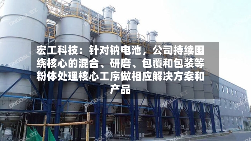 宏工科技：针对钠电池	，公司持续围绕核心的混合、研磨	、包覆和包装等粉体处理核心工序做相应解决方案和产品-第1张图片