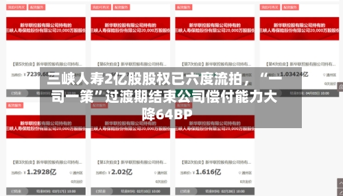 三峡人寿2亿股股权已六度流拍，“一司一策”过渡期结束公司偿付能力大降64BP-第3张图片