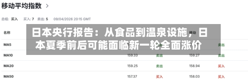 日本央行报告：从食品到温泉设施，日本夏季前后可能面临新一轮全面涨价-第2张图片