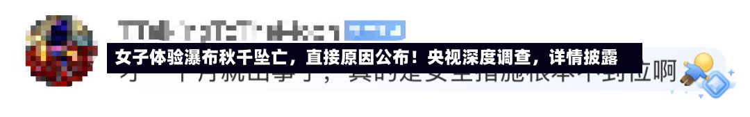 女子体验瀑布秋千坠亡，直接原因公布！央视深度调查	，详情披露-第2张图片