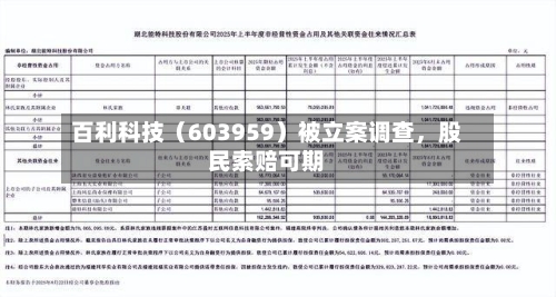 百利科技（603959）被立案调查，股民索赔可期-第1张图片