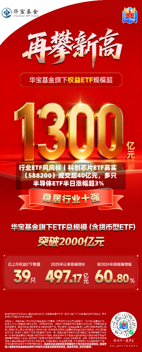 行业ETF风向标丨科创芯片ETF嘉实（588200）成交超40亿元，多只半导体ETF半日涨幅超3%-第2张图片