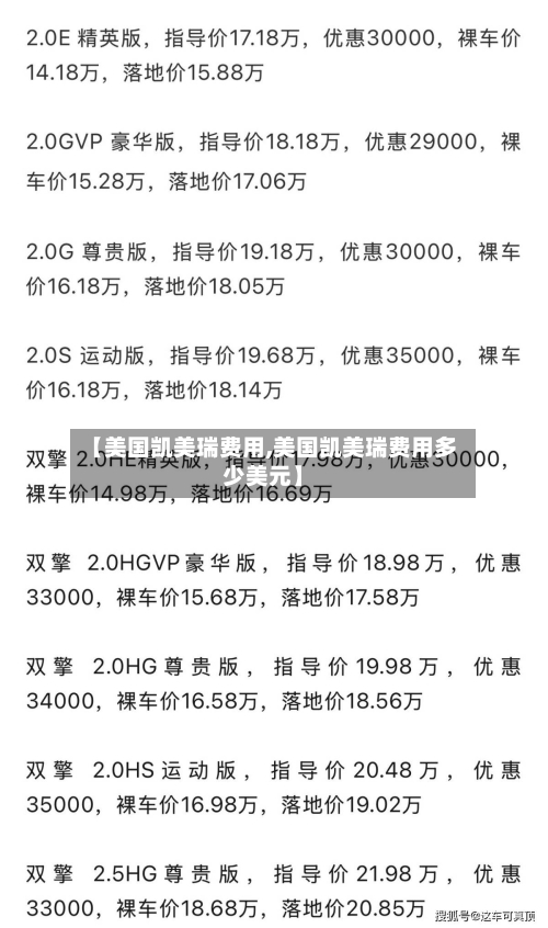 【美国凯美瑞费用,美国凯美瑞费用多少美元】-第2张图片