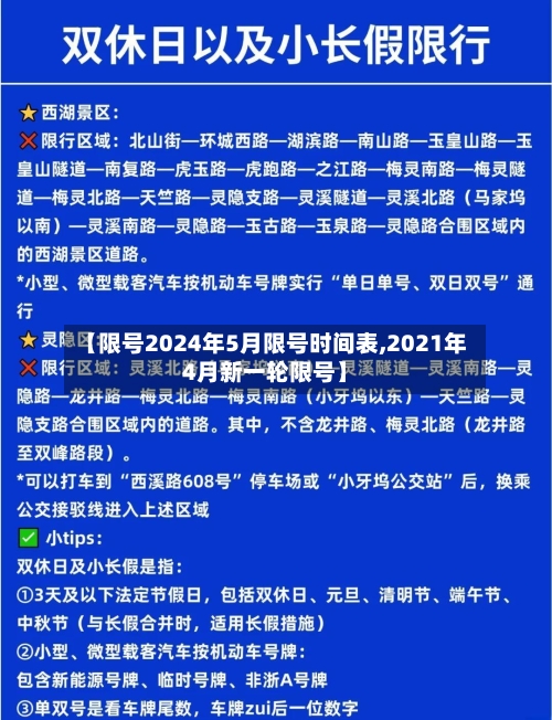 【限号2024年5月限号时间表,2021年4月新一轮限号】-第1张图片